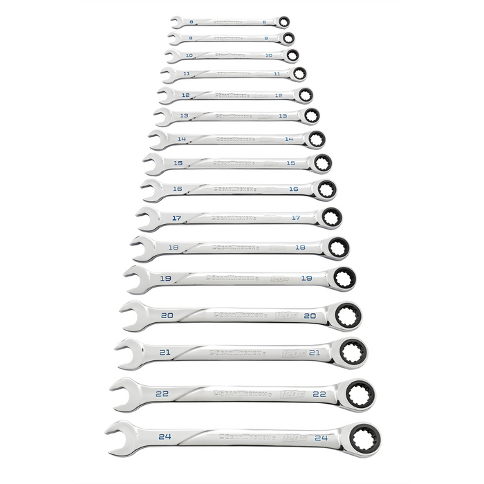 Gearwrench Piece 120XP Universal Spline XL Ratcheting Combination Metric Wrench Set