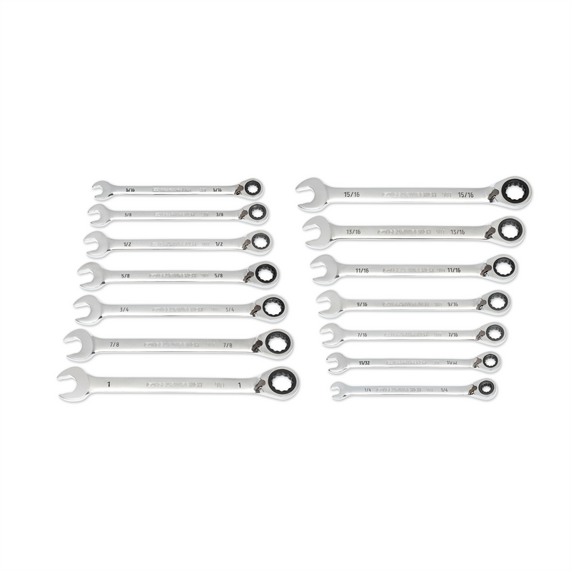 86660 14-Piece 90-Tooth SAE Reversible Ratcheting Wrench Set, 4° swing arc
