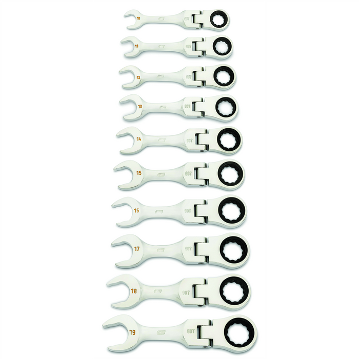 Gearwrench Piece 90-Tooth 12 Point Metric Stubby Flex Ratcheting Combination Wrench Set