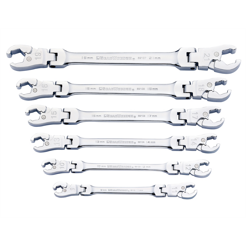 6-Piece Ratcheting Flex-Head Flare Nut Metric Wrench Set, MPN 89101D
