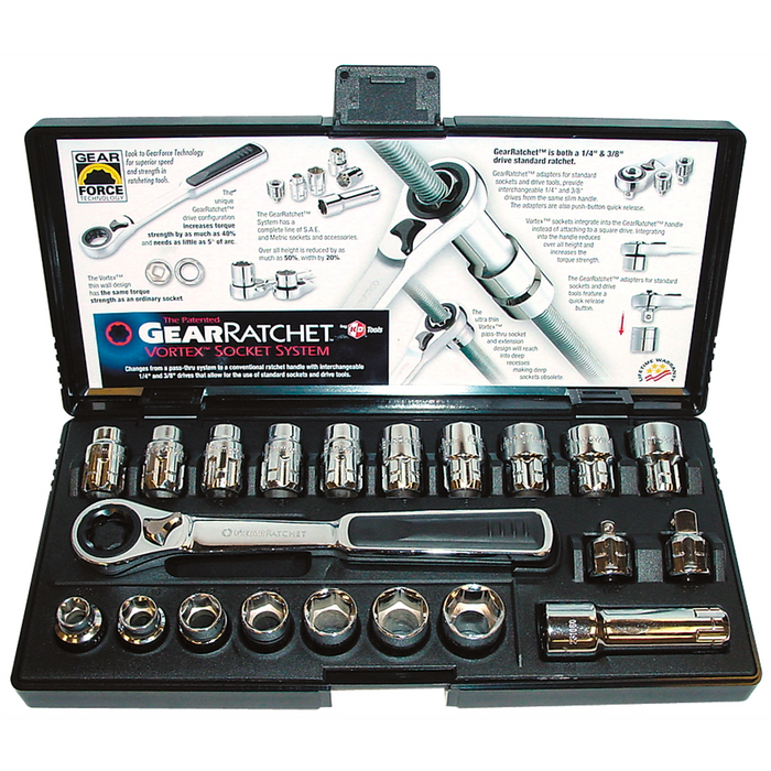 Gearwrench Piece 3/8 Inch Drive Pass-Thru 6 Point SAE/Metric Tool Set