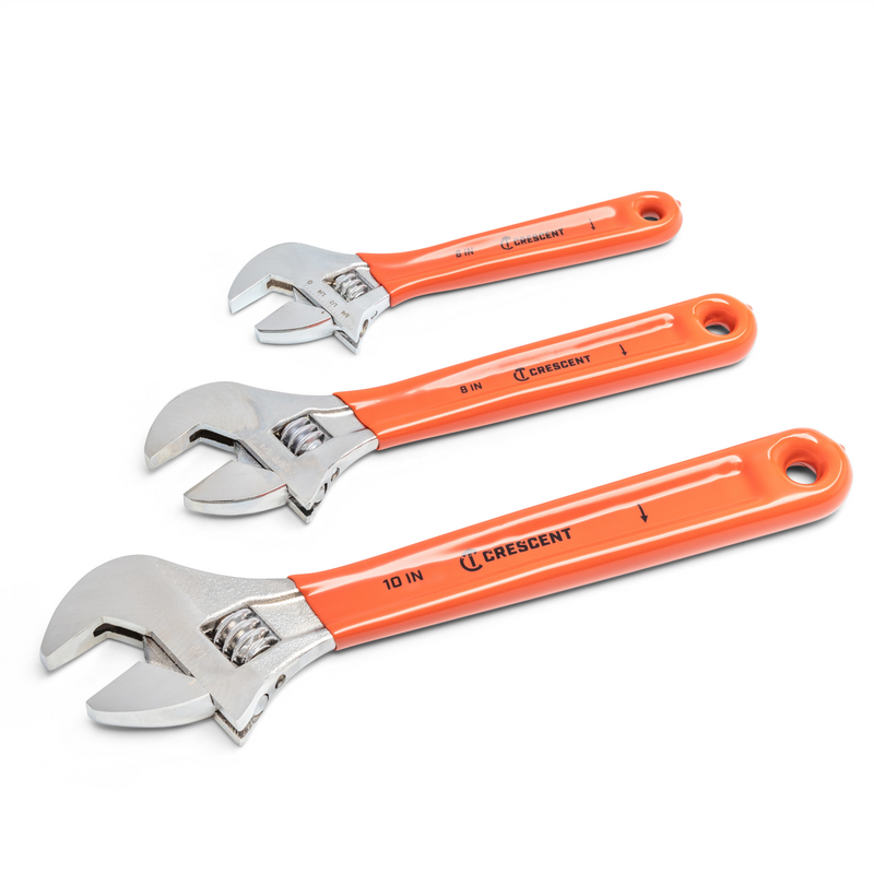 3 Piece Adjustable Cushion Grip Wrench Set 6", 8" & 10"