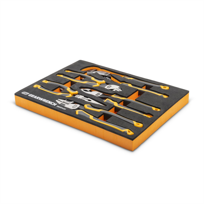Gearwrench 5 Piece PITBULL Cushion Grip Pliers Set Inch Foam Storage Tray