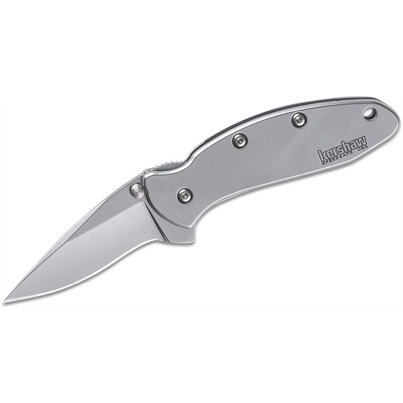 Leek Assisted Open Frame Lock Drop Point Blade EDC Folding Pocket Knife - Silv