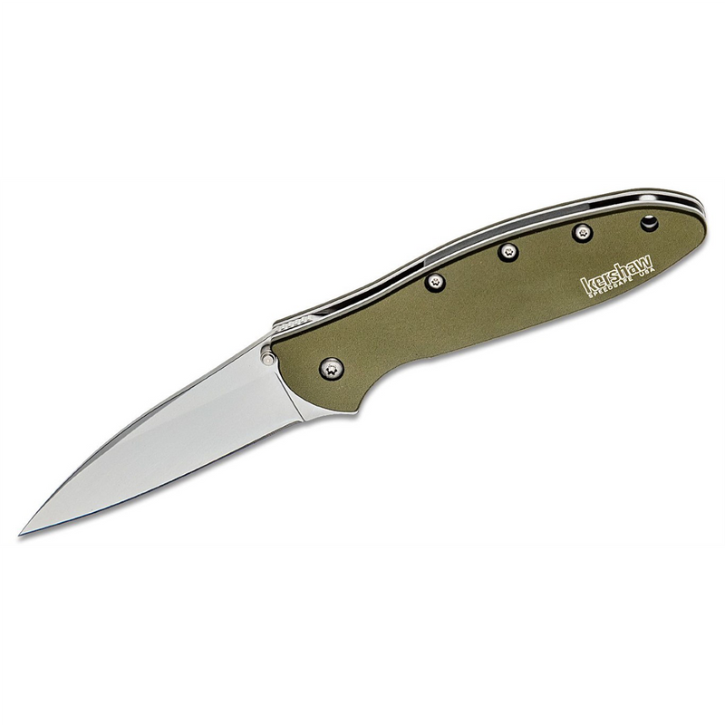 Leek Assisted Open Liner Lock Drop Point Blade EDC Folding Pocket Knife - Oliv