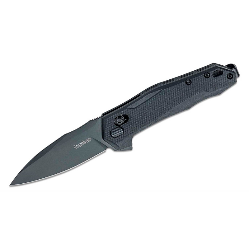 Monitor Manual Open DuraLock Spear Point Blade EDC Folding Pocket Knife - Blac