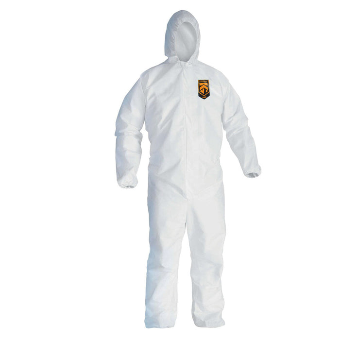 Kimberly-Clark KleenGuard 41507 A45 Series Coveralls, 2X-Large, Microporous Film Laminate, White, Zi