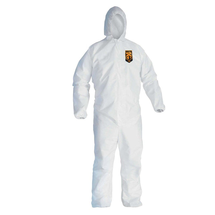 Kimberly-Clark KleenGuard 41508 A45 Series Hooded Liquid and Particle Protection Coverall, 3XL, Whit