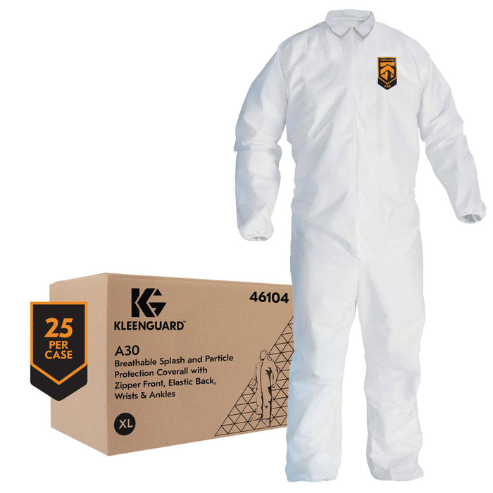 Kimberly-Clark KleenGuard 46103 A30 Series Coveralls, Large, Microforce, White, Zipper Front — view 3