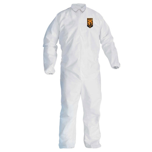 Kimberly-Clark KleenGuard 46106 A30 Disposable Collared Coverall, 3XL, White, Elastic Waist, SMS Fab