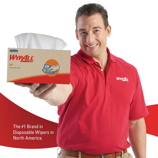 Kimberly-Clark WypAll 03046 L40 Series Pop-Up Box Towel, 10 x 10.8 in, 90, Double Re-Creped, White, — view 2