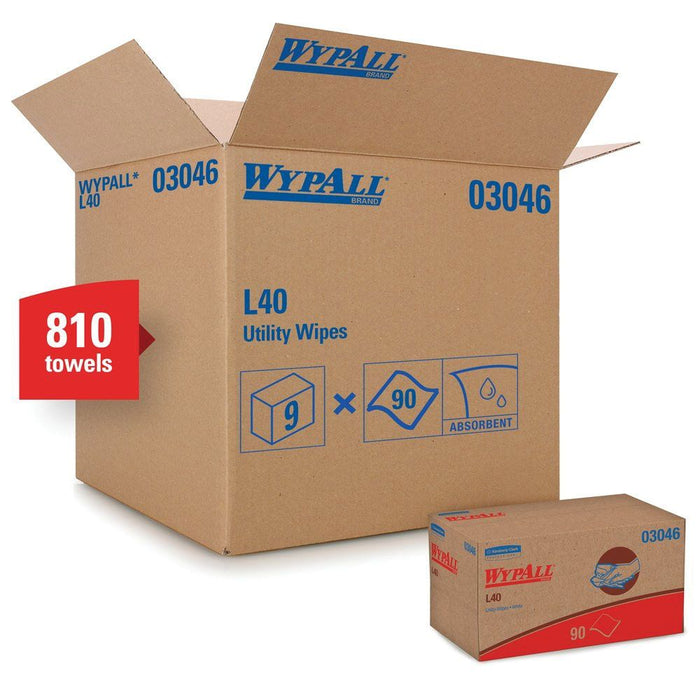 Kimberly-Clark WypAll 03046 L40 Series Pop-Up Box Towel, 10 x 10.8 in, 90, Double Re-Creped, White, — view 3