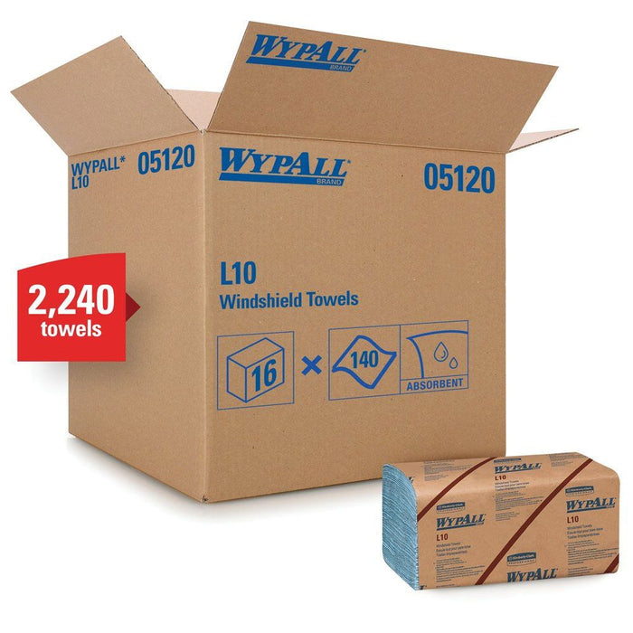 Kimberly-Clark WypAll 05120 L10 Series Banded Windshield Towel, 9.3 x 10-1/4 in, 140, Paper, Blue, 2 — view 3