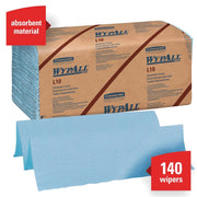 Kimberly-Clark WypAll 05120 L10 Series Banded Windshield Towel, 9.3 x 10-1/4 in, 140, Paper, Blue, 2