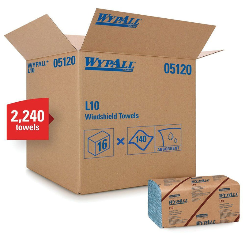 Kimberly-Clark WypAll 05120 L10 Series Banded Windshield Towel, 9.3 x 10-1/4 in, 140, Paper, Blue, 2 — view 3