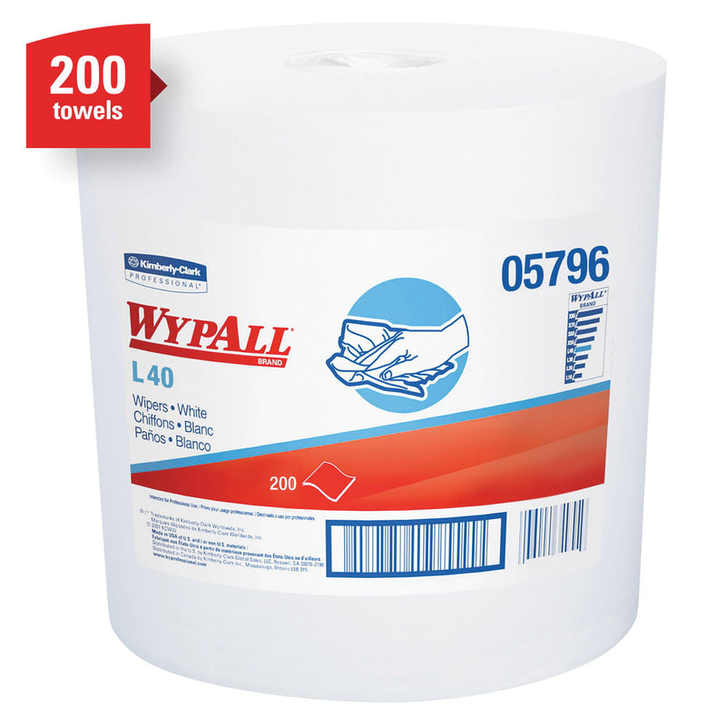WypAll® 05796 L40 Series Center-Pull Towel, 12.2 x 10 in, 200 sheets, White, Double Re-Creped, 1 Ply
