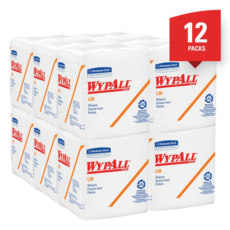 Kimberly-Clark WypAll 05812 L30 Series 1/4 Fold Towel, 12 x 12-1/2 in, 90, Double Re-Creped, White, — view 2