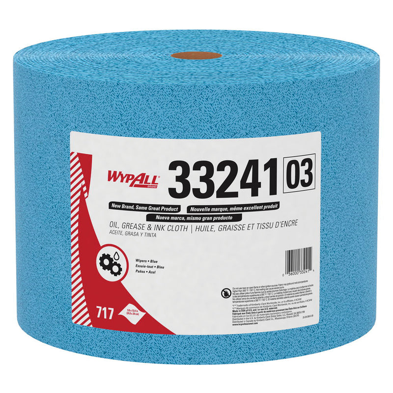 Kimberly-Clark WypAll 33241 Jumbo Roll Cloth, 13.4 x 9.8 in, 717, Polypropylene, Blue, 1 Plys — view 3