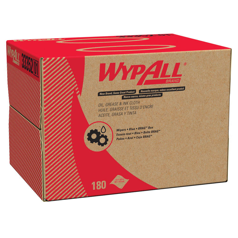 Kimberly-Clark WypAll 33352 Brag Box Cloth, 16.8 x 12.1 in, 180, Polypropylene, Blue, 1 Plys