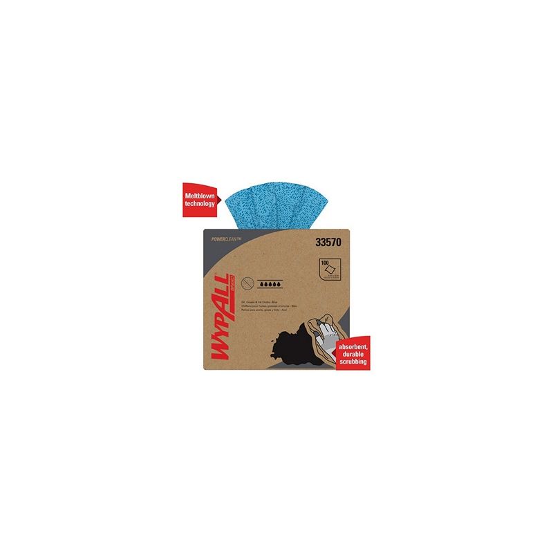 Kimberly-Clark WypAll 33570 Oil with Grease and Ink Cloth, 16.8 x 8.8 in, Blue, 1-Ply — view 4