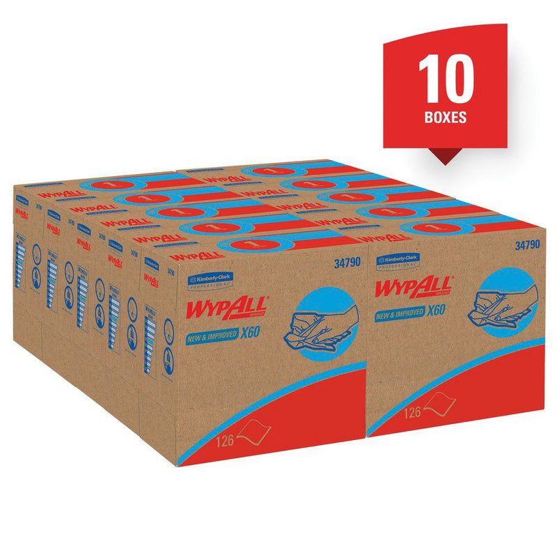 Kimberly-Clark WypAll 34790 X60 Series Pop-Up Box Cloth, 9.1 x 16.8 in, 126, Hydroknit, White, 1 Ply — view 3