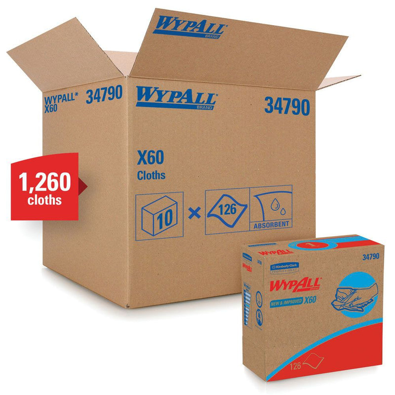 Kimberly-Clark WypAll 34790 X60 Series Pop-Up Box Cloth, 9.1 x 16.8 in, 126, Hydroknit, White, 1 Ply — view 2