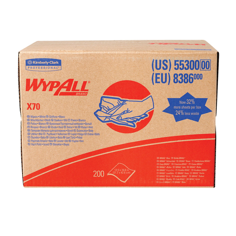 Kimberly-Clark WypAll 55300 X70 Series Brag Box Cloth, 12-1/2 x 16.8 in, 200, Hydroknit, White, 1 Pl — view 4