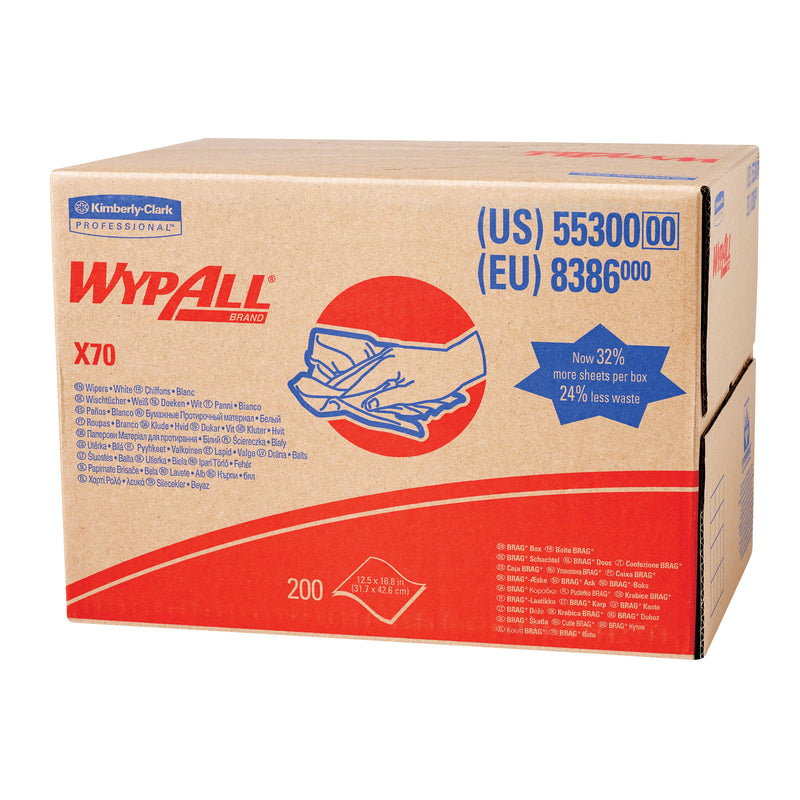 Kimberly-Clark WypAll 55300 X70 Series Brag Box Cloth, 12-1/2 x 16.8 in, 200, Hydroknit, White, 1 Pl — view 2