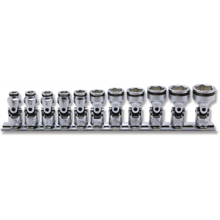 KO-KEN Hand Tools 1/4 Sq. Dr. Universal NUT GRIP Socket Set, 5mm-15mm - 11 pieces