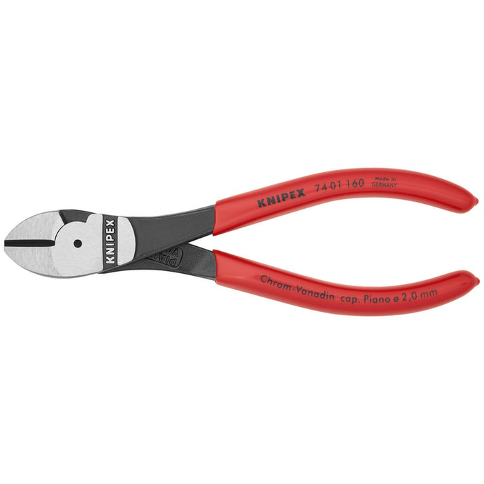 Knipex Tools High Leverage Diagonal Cutters, 6.25", Plastic Coating, Bulk