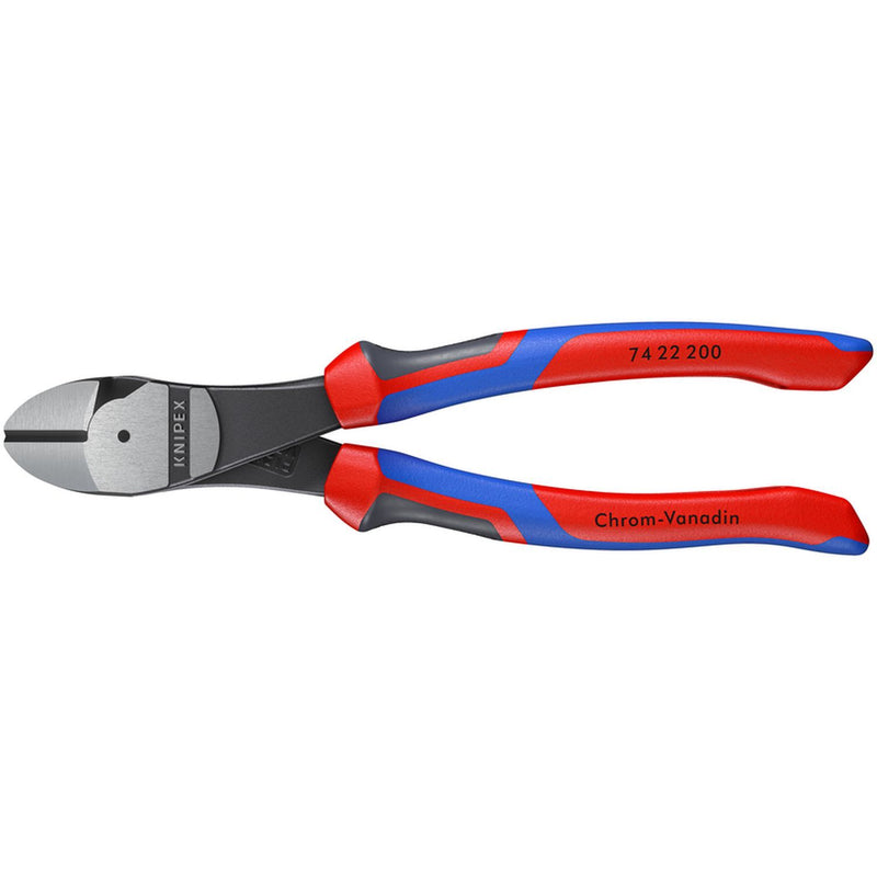 Knipex 7422200 12° Angled Diagonal Cutters 8" Comfort Grip - high leverage, forged-on axle, 64 HRC