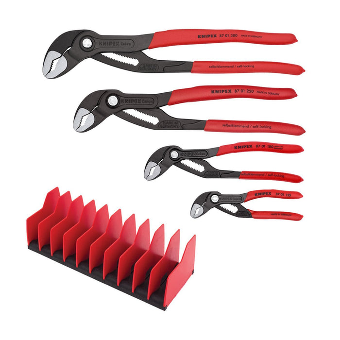 Knipex Tools 4 Pc Cobra Pliers Set With 10 Pc Tool Holder4 Pc Cobra Pliers Set With 10 Pc T