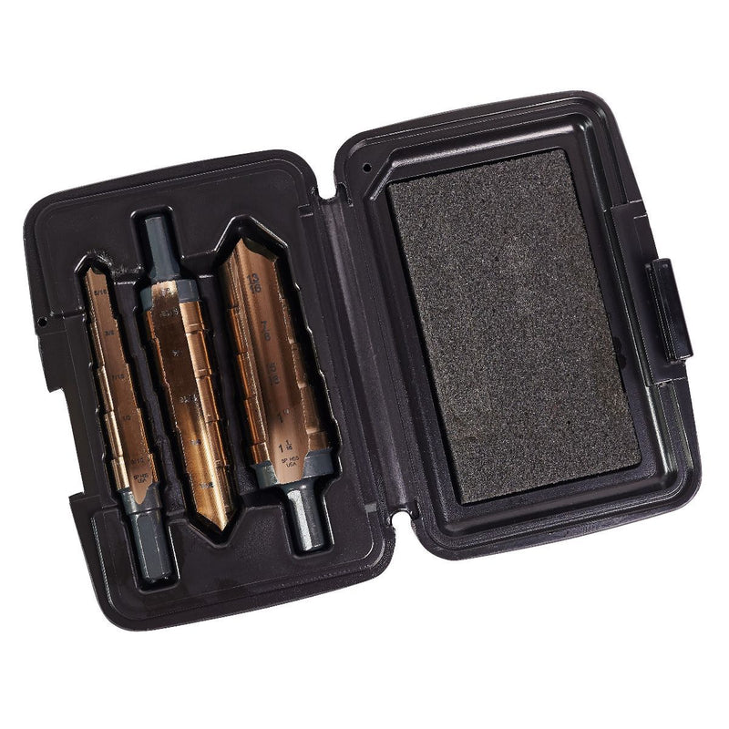 KNKUT 3 Piece Hole Expansion Step Reamer Set 3KK4SR with Gold Oxide Treatment