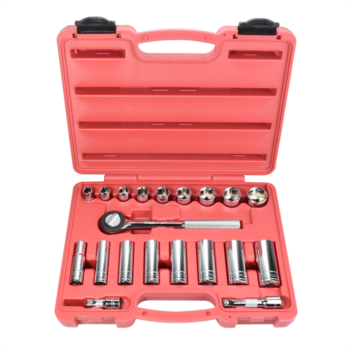 K Tool International Socket Set 20 Piece SAE 3/8 in. Dr 6 pt