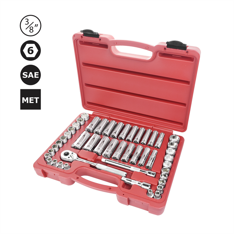 Socket Set 3/8 in. Dr SAE and 6 pt Metric 47 Piece