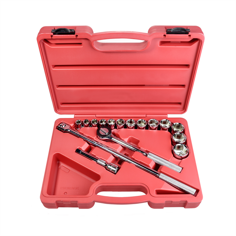 Socket Set 16 Piece SAE 1/2" Dr 6 pt Shallow