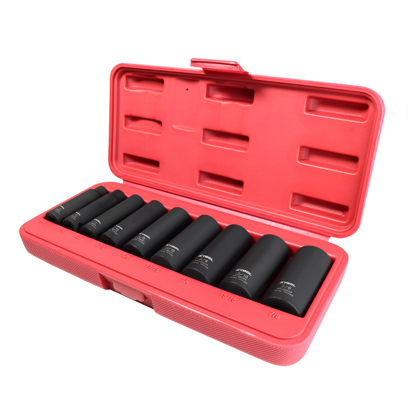 Socket Set Impact SAE 6 pt. Deep 1/2 in. Dr 12 Pieces