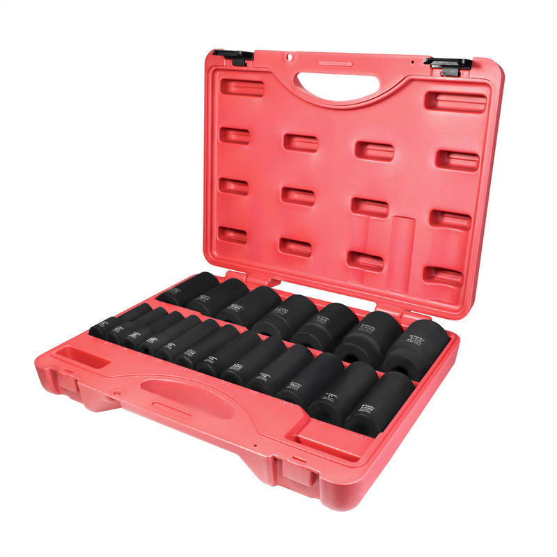 International Socket Set Fractional Impact 33202 19-Piece Deep with 1/2" Drive