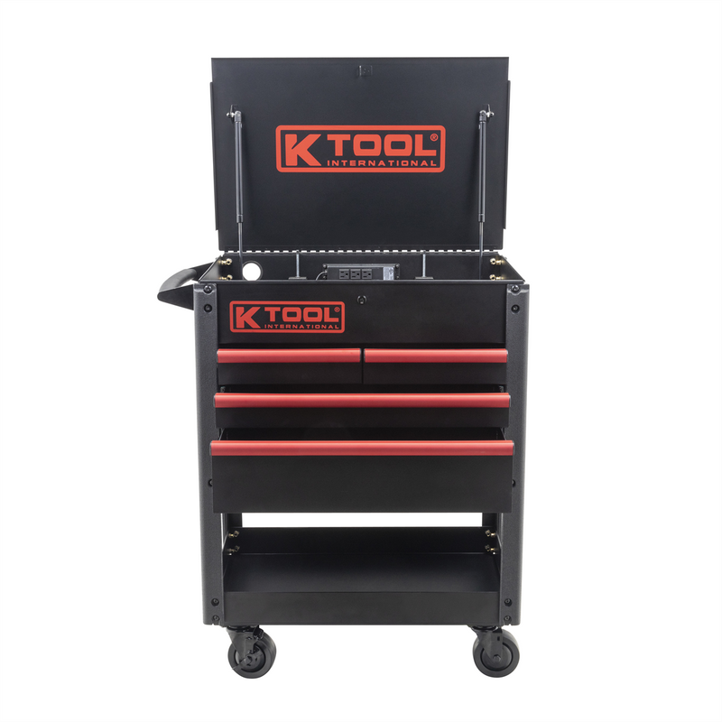 International Service Cart 75118 35 in 4-Drawer, 500 lb Capacity, Black Finish