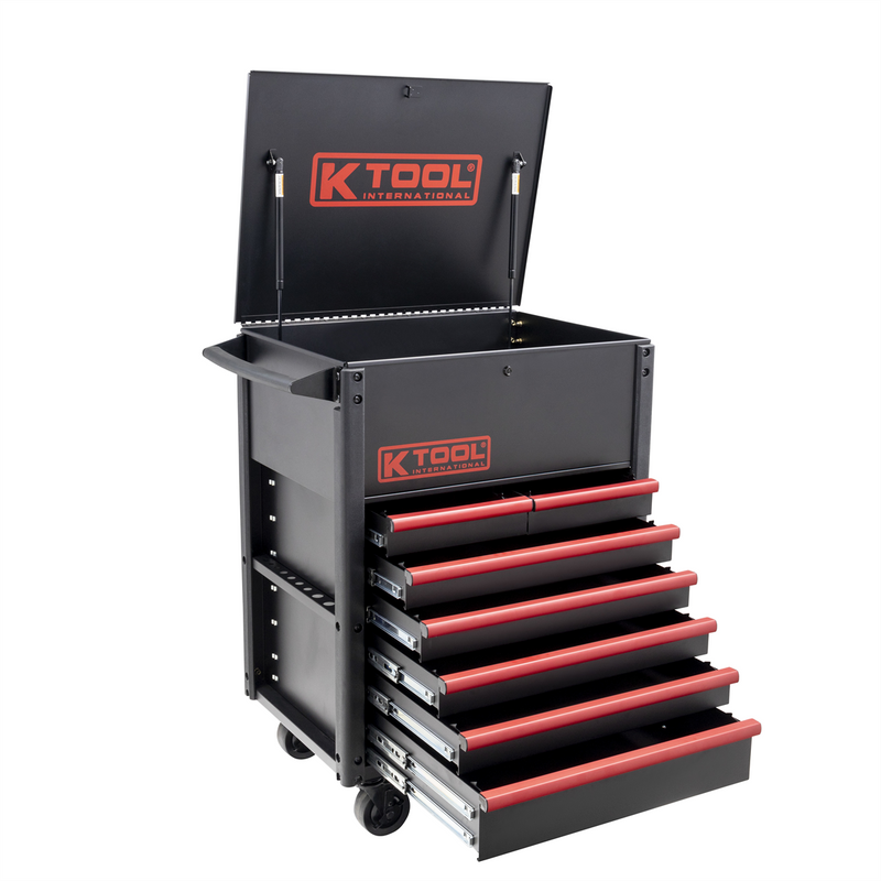 International Service Cart Premium 75122 - Seven Drawer, 750 lb Capacity, Matte Black