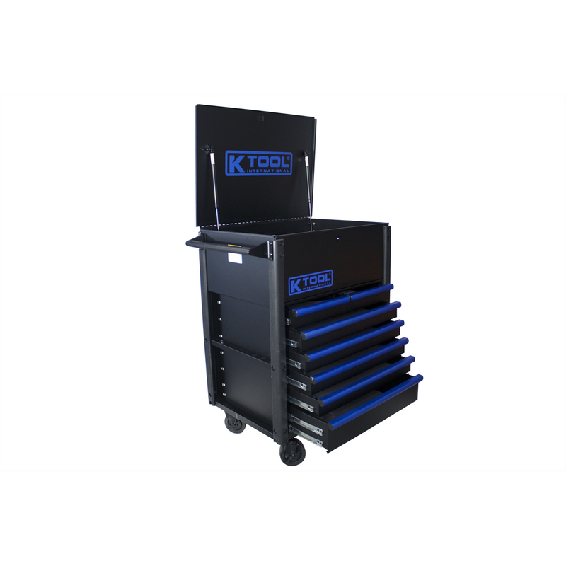 International Service Cart Premium 75153 7-Drawer 750 lb Matte Black/Blue