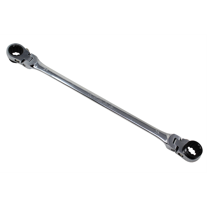 Wrench 24mm x 25mm Ratcheting Reversible Double Box Universal Spline 90 Tooth