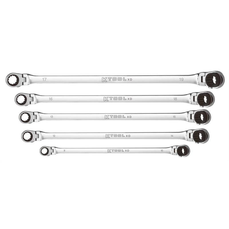International Wrench Set XDDBM5120S 5-Piece Metric Ratcheting Double Flex 120-Tooth