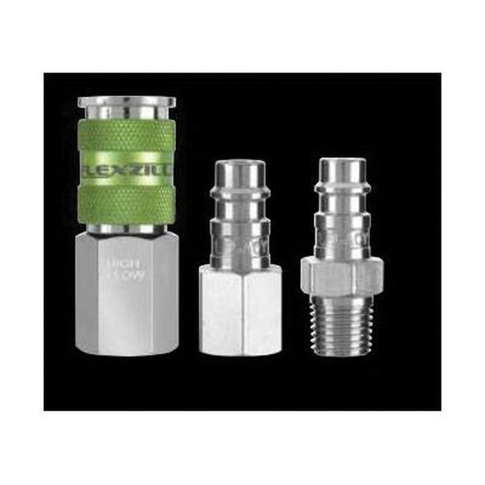 Legacy Manufacturing Co. Flexzilla Pro High Flow A53452Fz Coupler And Plug Kit, 1/4 In NPTAluminum/S