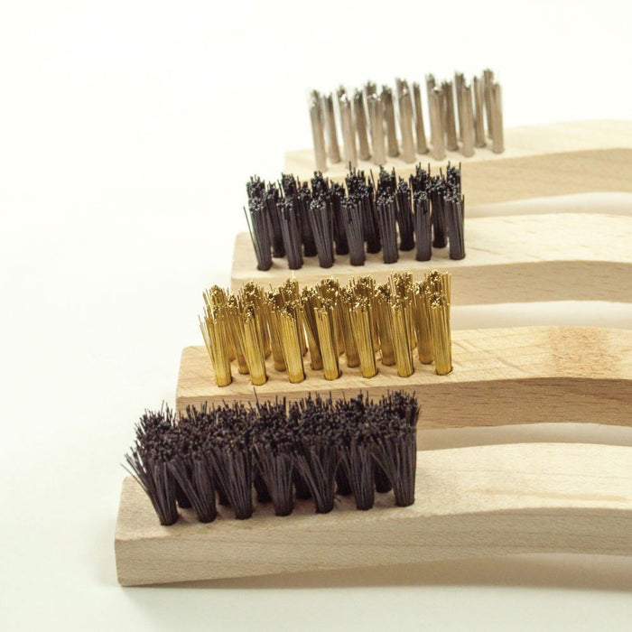 Mack Brushes MACK 468/B 468 Series Welder Mini Scratch Brush, 7-3/4 in OAL, Brass, Wood Handle — view 3