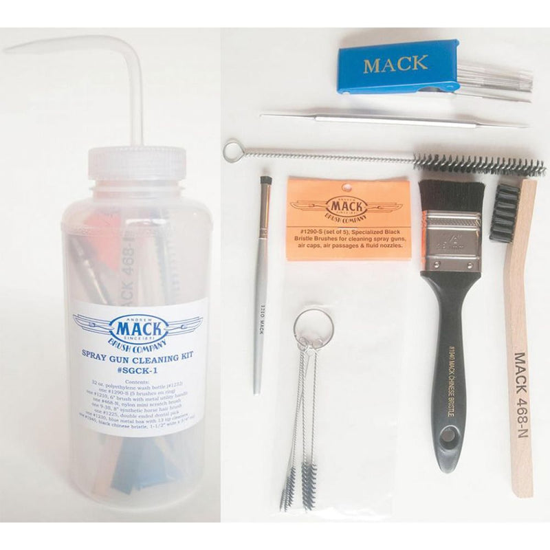SGCK-1 11-Piece Spray Gun Cleaning Kit with 32oz Wash Bottle and assorted brushes