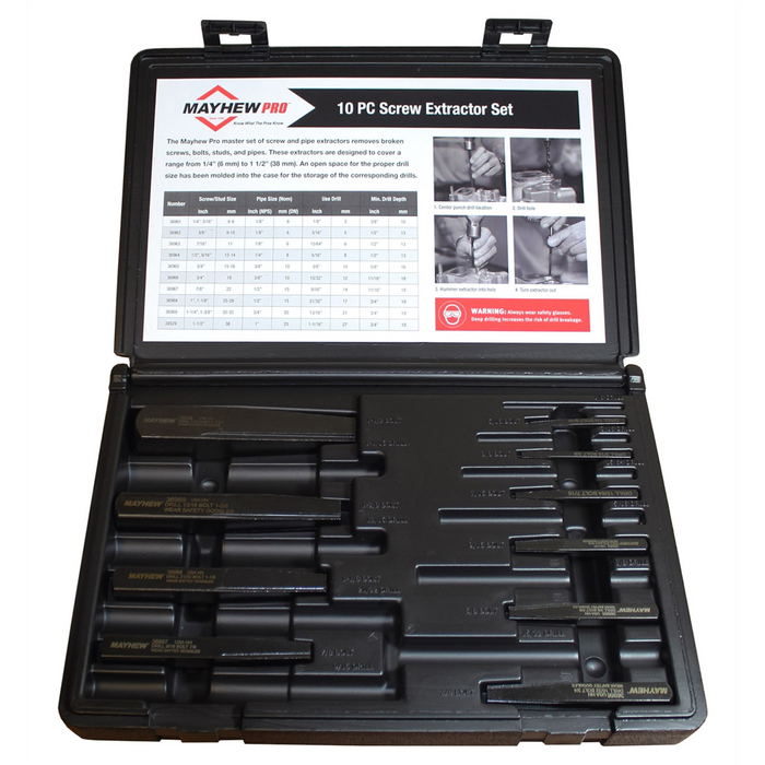 Mayhew Tools PC Bolt Extractor Set in Case (SAE)