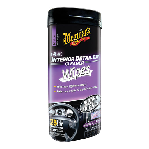 Meguiar's Quik Interior Detailer G13600 Cleaning Wipes, 25 Wipes Bottle, Clear, Liquid