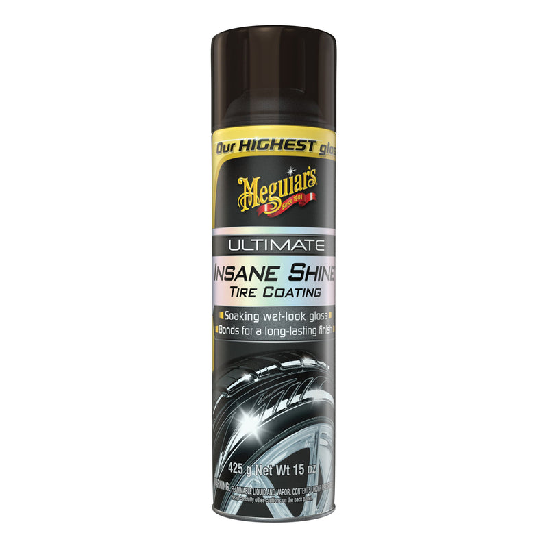 Meguiar's Insane Shine G190315 Ultimate Tire Coating, 15 oz Aerosol Can, Clear, Liquid