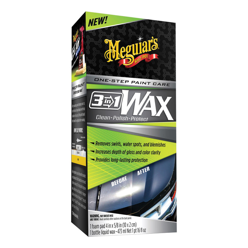 Meguiar's G191016 3-in-1 Wax, 16 oz Bottle, Gloss Shine, Off-White, Liquid